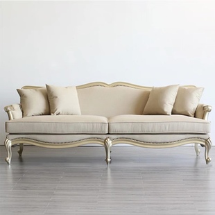 美式轻奢布艺沙发法式新古典(新古典)客厅高端实木榉木雕花香槟家具可定制