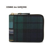日本直邮COMME des GARCONS 钱包双折男女款拉链呢拼布钱包 SA710