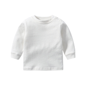 宝宝长袖t恤纯棉春装白色灰色，黑色小婴儿上衣秋季小童圆领打底衫