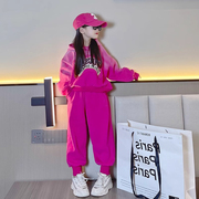 女童秋冬加绒加厚套装韩版中大童儿童时尚网红运动连帽卫衣两件套