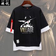 steam生化危机8村庄village游戏保护伞假两件短袖T恤衫男女五分袖
