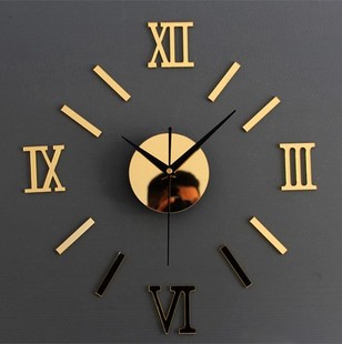 创意挂钟罗马数字钟表艺术，挂表石英钟时尚客厅超静音粘贴墙钟时钟
