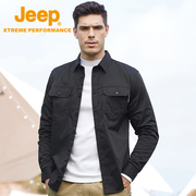 jeep吉普户外休闲衬衫，男耐磨抗起球上衣，多口袋工装风长袖外套