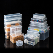 透明桌面收纳盒塑料窄长密封防尘储物盒食品保鲜盒带盖杂物收纳箱