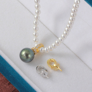 DIY珍珠配件 铜镀金时尚奶嘴扣锆石珍珠吊坠项链配饰空托简约气质