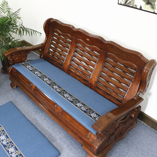 四季通用红实木沙发垫新中式，古典家具木质单三人(单三人)组合坐垫加厚