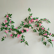 仿真蔷薇花藤装饰塑料假花藤条，空调管道遮挡藤蔓植物墙壁挂墙绿植