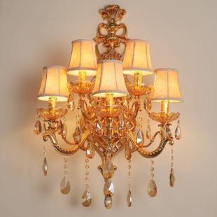 欧式锌合金水晶壁灯双头卧室床头壁灯创意走廊室内过道墙壁灯