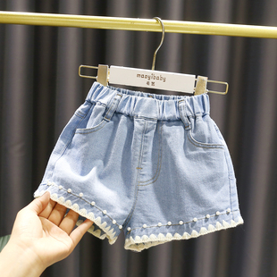 1-5岁女宝宝时尚珍珠热裤3女婴，儿童夏季韩版女童薄款水洗牛仔短裤