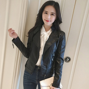 2024春秋新款皮衣女短款百搭水洗皮夹克机车韩版修身立领小外套潮