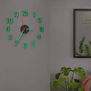 夜光DIY挂钟客厅现代简约静音创意时钟表装饰亚克力家用墙贴