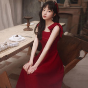 设计感敬酒服短款小个子新娘夏款小众红色晚礼服女高级感平时可穿