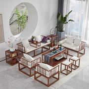 新中式沙发组合客厅实木小户型轻奢仿木纹禅意办公室酒店会客茶几