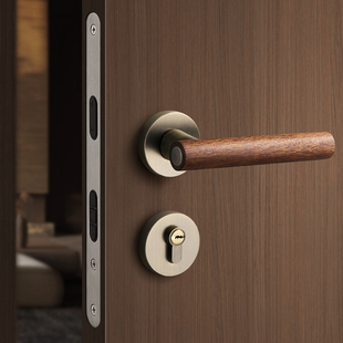 新中式卧室门锁室内木门锁磁吸静音复古木门门把手实木中古房门锁