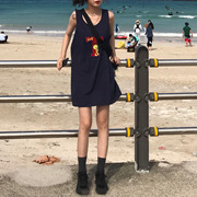 无袖t恤女2024夏季韩版ins潮背心裙子宽松显瘦外穿中长款上衣