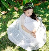 夏季韩版蕾丝童裙白色仙女，范小公主长裙，女童蕾丝吊带裙