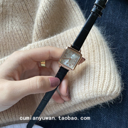 韩国小巧方形手表ins小众设计复古气质简约高级感精致女士皮带表