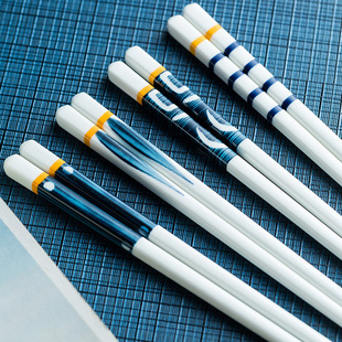 日式陶瓷筷子家用防霉筷，高档防菌一人一筷耐高温餐具，公筷家庭套装