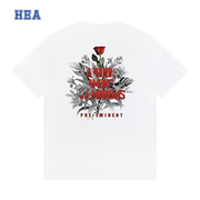HEA国潮醒狮玫瑰花系列印花T恤男女同款个性时尚潮流舒适短袖