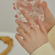 蝴蝶食指戒指女小众设计轻奢简约时尚个性开口装饰指环欧美可调节