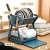 厨房置物架碗碟碗筷盘收纳架双层餐具架用具晾洗放沥水碗架碗柜