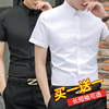 夏季薄款短袖白衬衫男士半袖商务，正装2020韩版潮流，长袖黑色衬衣寸