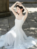 2024夏季白色吊带连衣裙网纱蓬蓬仙女高级感拍照超仙海边度假长裙