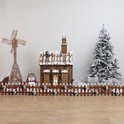 原木圣诞树栅栏圣诞树原木底座，围栏木栅栏，护雪花圣诞场景装饰品