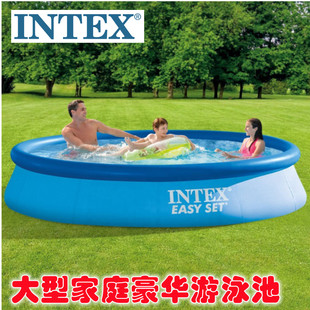 INTEX超大号游泳池 超高加厚家庭游泳池儿童充气水池钓鱼池滤水器