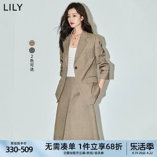 lily2024春女装商务通勤款，复古简洁一粒扣职业休闲西装外套女