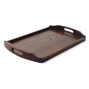 日式木质托盘长方形茶盘水杯托盘家用木盘子餐盘端菜盘带把手复古