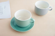 简约条纹水玉浮雕陶瓷杯 咖啡杯碟 牛奶麦片早餐杯 创意家用水杯