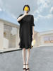 时尚巴黎的老店，集美貌舒适宽松蝙蝠袖，荷叶边真丝连衣裙c1237