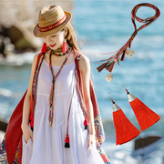 复古波西米亚长款项链套装民族风表演旗袍耳环云南海边旅游项饰女
