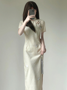 文艺小清新少女改良旗袍，2023年夏季新式中国风小个子连衣裙