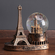 复古巴黎艾菲尔铁塔水晶球创意，摆件酒柜装饰品家居，客厅桌面小摆设