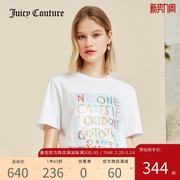 Juicy Couture橘滋短袖T恤女夏季亮片半袖上衣纯棉白色夏装薄