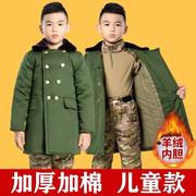 儿童军棉大衣加厚保暖网红宝宝棉袄冬季男童中长款大衣军绿色外套