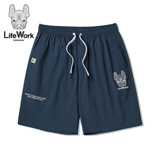 lifework2024夏季款短裤深蓝色五分裤宽松男女同款夏季裤子休闲