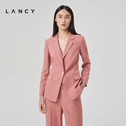 LANCY/朗姿春季粉色修身西装外套通勤高级感休闲西服套装女