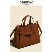 DSGUTWO 高级感头层牛皮女包斜挎包装大容量时尚通勤手提包水桶包