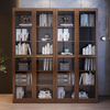 新中式全实木书柜，组合整墙轻奢带玻璃门现代书房，柜子收纳储物落地