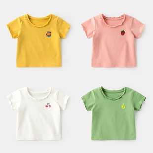女宝宝短袖t恤0男小童上衣婴，儿童装1纯棉2女童半袖3岁夏季夏装潮