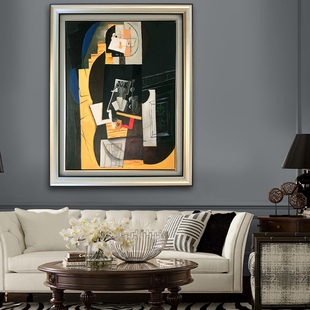 毕加索抽象 色块意式美式高端挂画手绘油画1米竖单幅客厅玄关大画