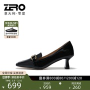 ZRO零度女鞋坡跟鞋女式舒适时尚正装尖头皮鞋通勤单鞋女秋季