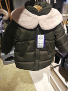 韩国童装 冬季男女宝宝军绿色毛领羽绒服 羽绒衣 棉服外套