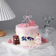 520情人节蛋糕装饰软胶摆件派对帽小熊小兔爱心我们烘培蛋糕摆件