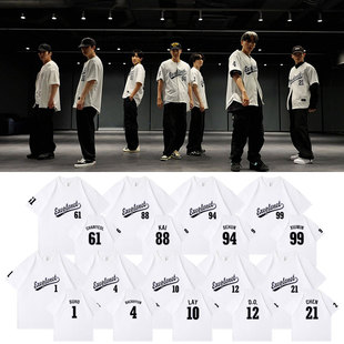 exo2023专周边creamsoda舞蹈练习室同款短袖t体恤，印花打歌衣服