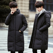 反季男士中长款羽绒服黑色冬装加厚韩版修身青年学生外套潮