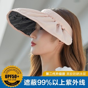 upf50+防紫外线防晒帽女夏季发箍遮阳帽遮脸运动黑胶太阳帽子贝壳帽